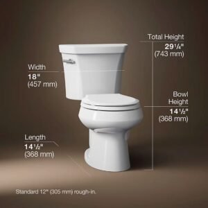 Kohler 1.28 GPF Two-Piece Round Toilet with 12" Rough In from the Wellworth Collection