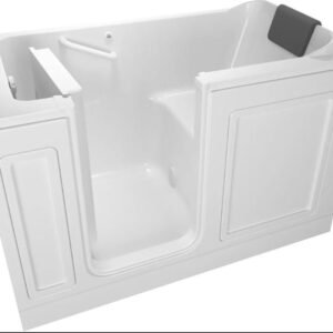 american standard luxury 59 1/2" walk in soaking bathtub with left hand drain, comfort jets, and quick drain pump